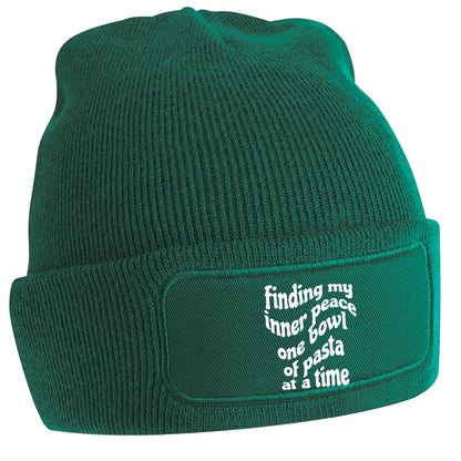 Finding My Inner Peace One Bowl of Pasta at a Time green beanie hat