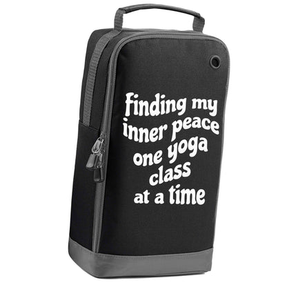 Finding My Inner Peace One Yoga Class at a Time black sports shoe bag vertical print