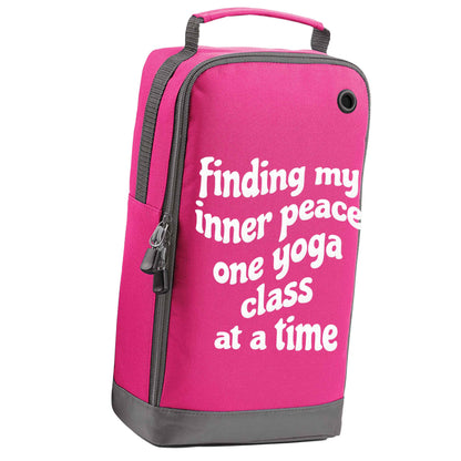 Finding My Inner Peace One Yoga Class at a Time pink sports shoe bag vertical print