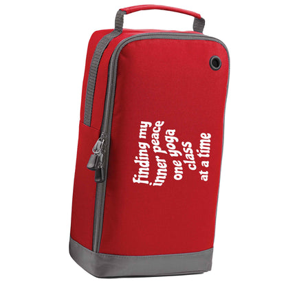Finding My Inner Peace One Yoga Class at a Time red sports shoe bag vertical print
