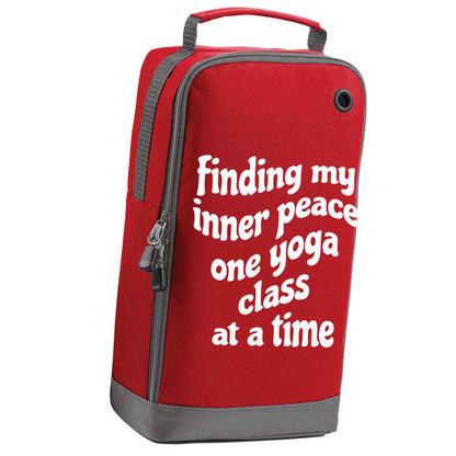 Finding My Inner Peace One Yoga Class at a Time red sports shoe bag horizontal print