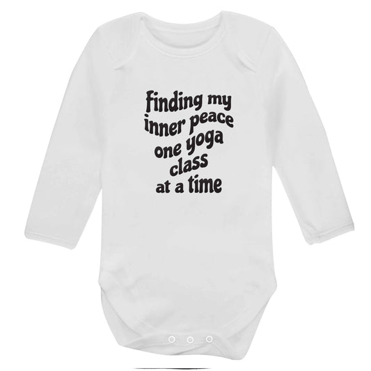 Finding My Inner Peace One Yoga Class at a Time baby bodysuit long sleeved white 6-12 months