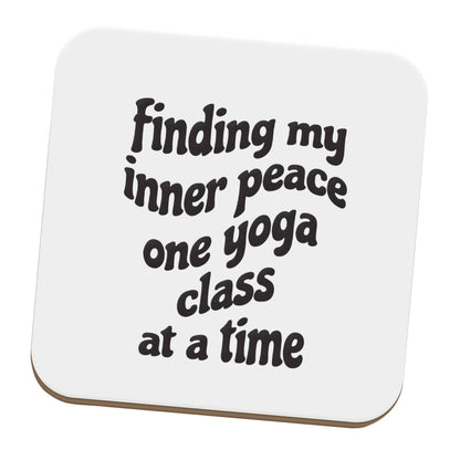 Finding My Inner Peace One Yoga Class at a Time set of four coasters