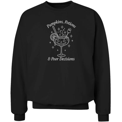 Pumpkins, Potions & Poor Decisions adult's unisex black sweater 2XL