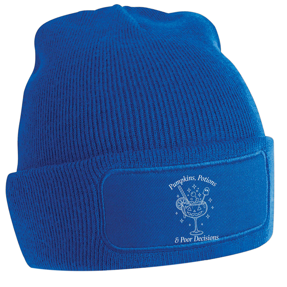 Pumpkins, Potions & Poor Decisions blue beanie hat