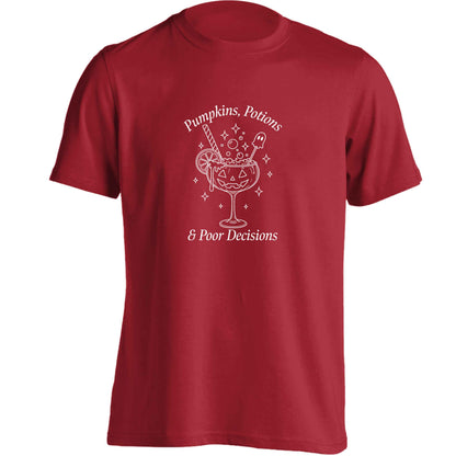 Pumpkins, Potions & Poor Decisions adults unisex red Tshirt 2XL