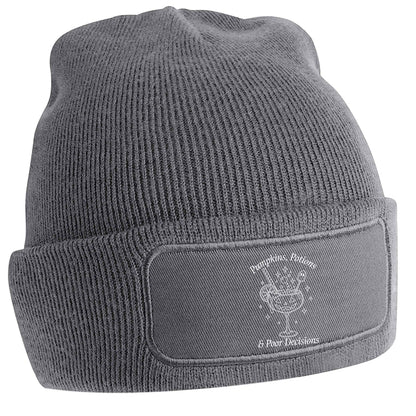Pumpkins, Potions & Poor Decisions grey beanie hat