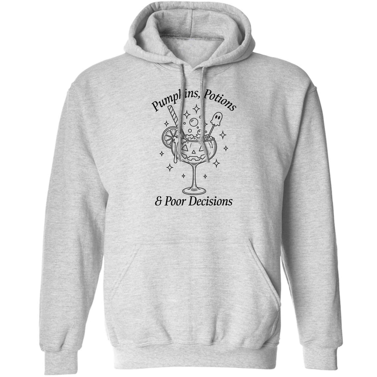 Pumpkins, Potions & Poor Decisions adults unisex grey hoodie 2XL