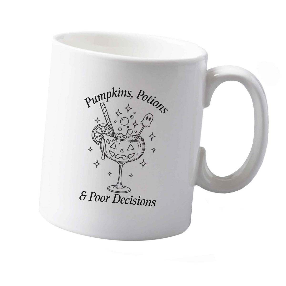 10 oz Pumpkins, Potions & Poor Decisions ceramic mug right handed