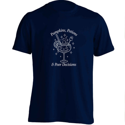 Pumpkins, Potions & Poor Decisions adults unisex navy Tshirt 2XL