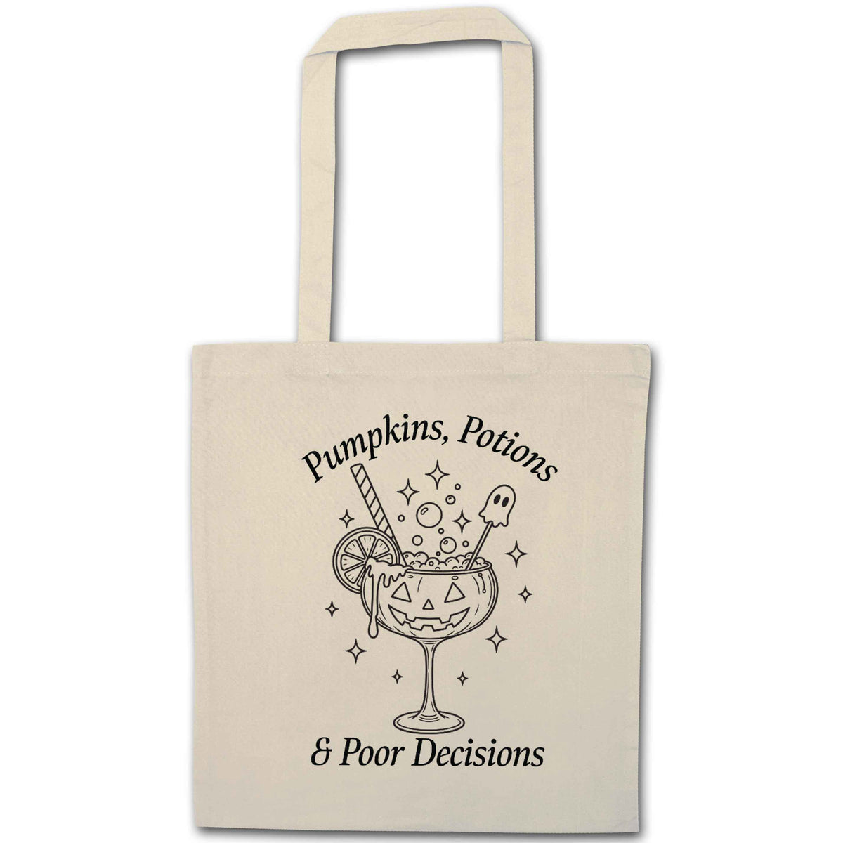 Pumpkins, Potions & Poor Decisions natural tote bag