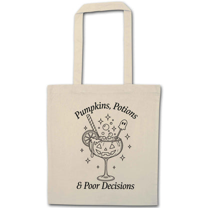 Pumpkins, Potions & Poor Decisions natural tote bag