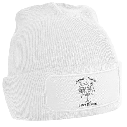 Pumpkins, Potions & Poor Decisions white beanie hat