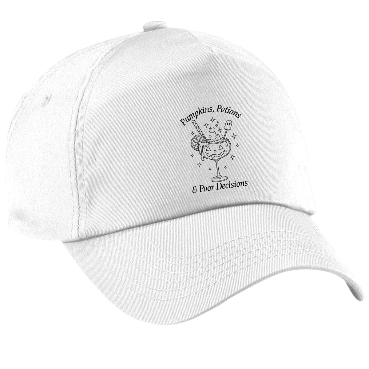 Pumpkins, Potions & Poor Decisions white peak cap