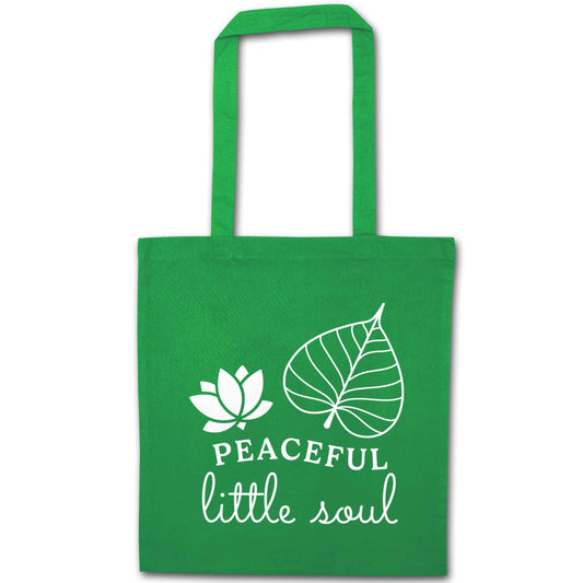 Peaceful Little Soul green tote bag