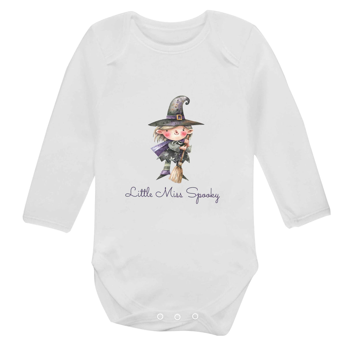 Little miss spooky baby bodysuit long sleeved white 6-12 months