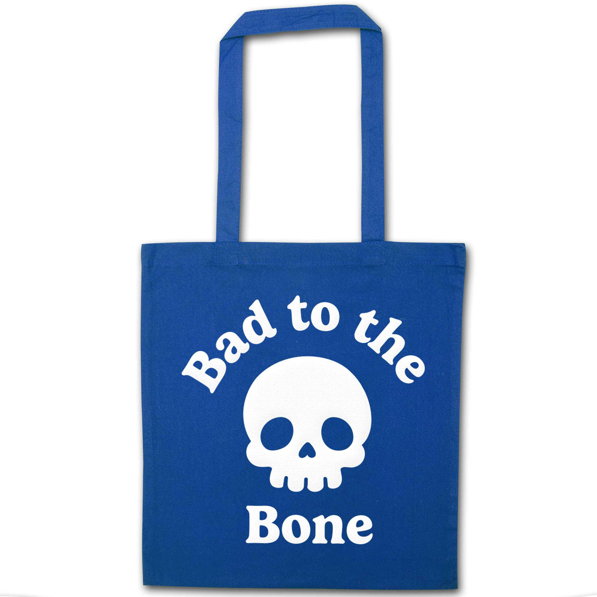 Bad to the Bone blue tote bag
