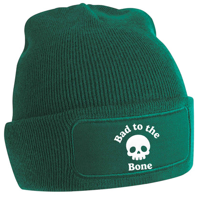 Bad to the Bone green beanie hat