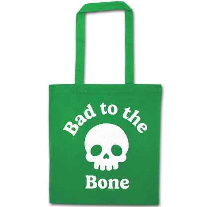 Bad to the Bone green tote bag