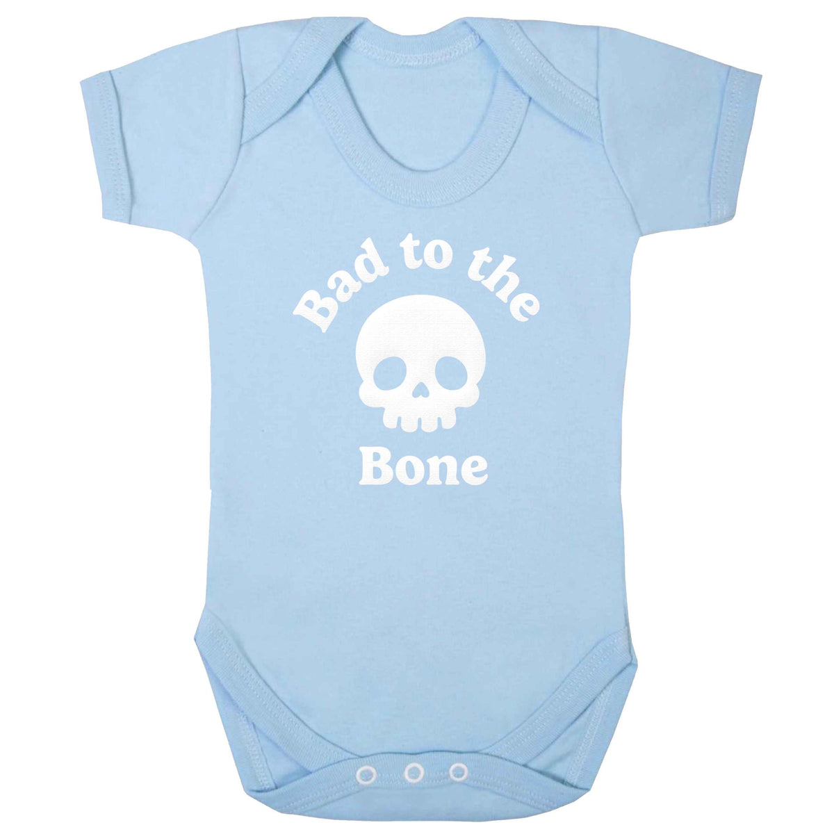 Bad to the Bone baby bodysuit pale blue 18-24 months