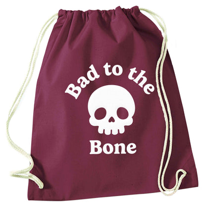 Bad to the Bone maroon drawstring bag