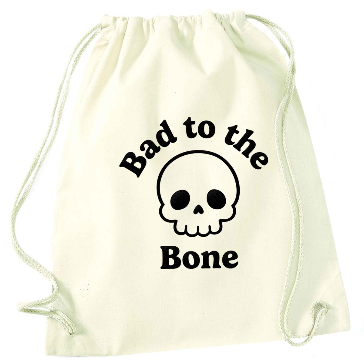 Bad to the Bone natural drawstring bag