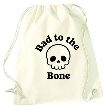 Bad to the Bone natural drawstring bag