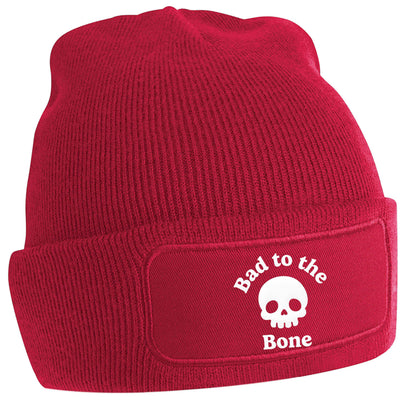 Bad to the Bone red beanie hat