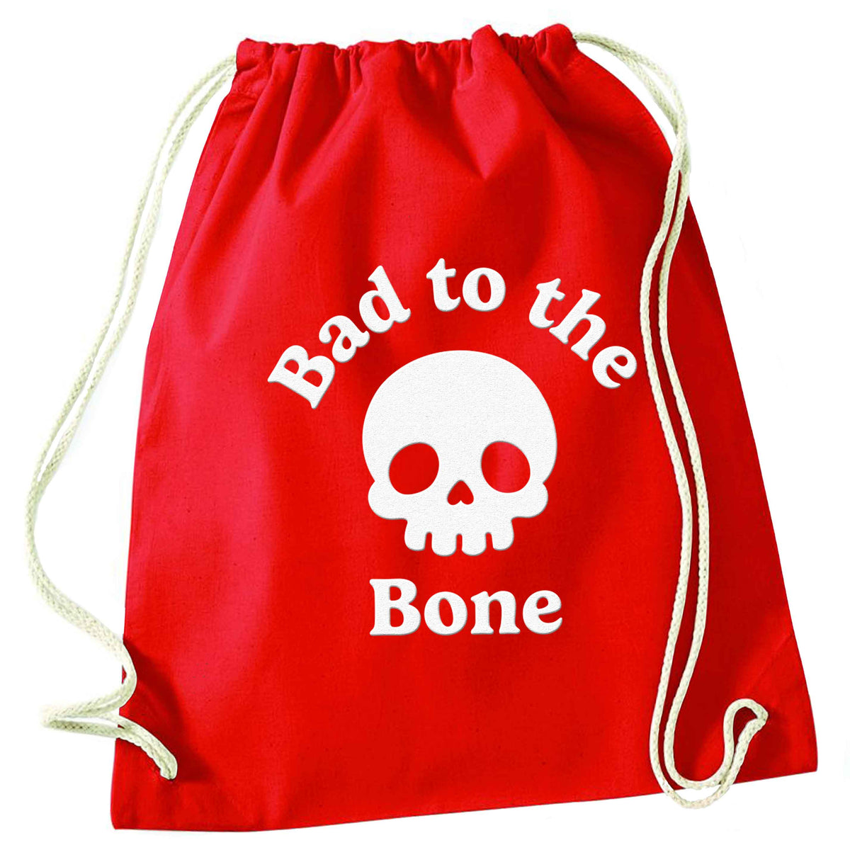 Bad to the Bone red drawstring bag 