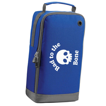 Bad to the Bone blue sports shoe bag horizontal print