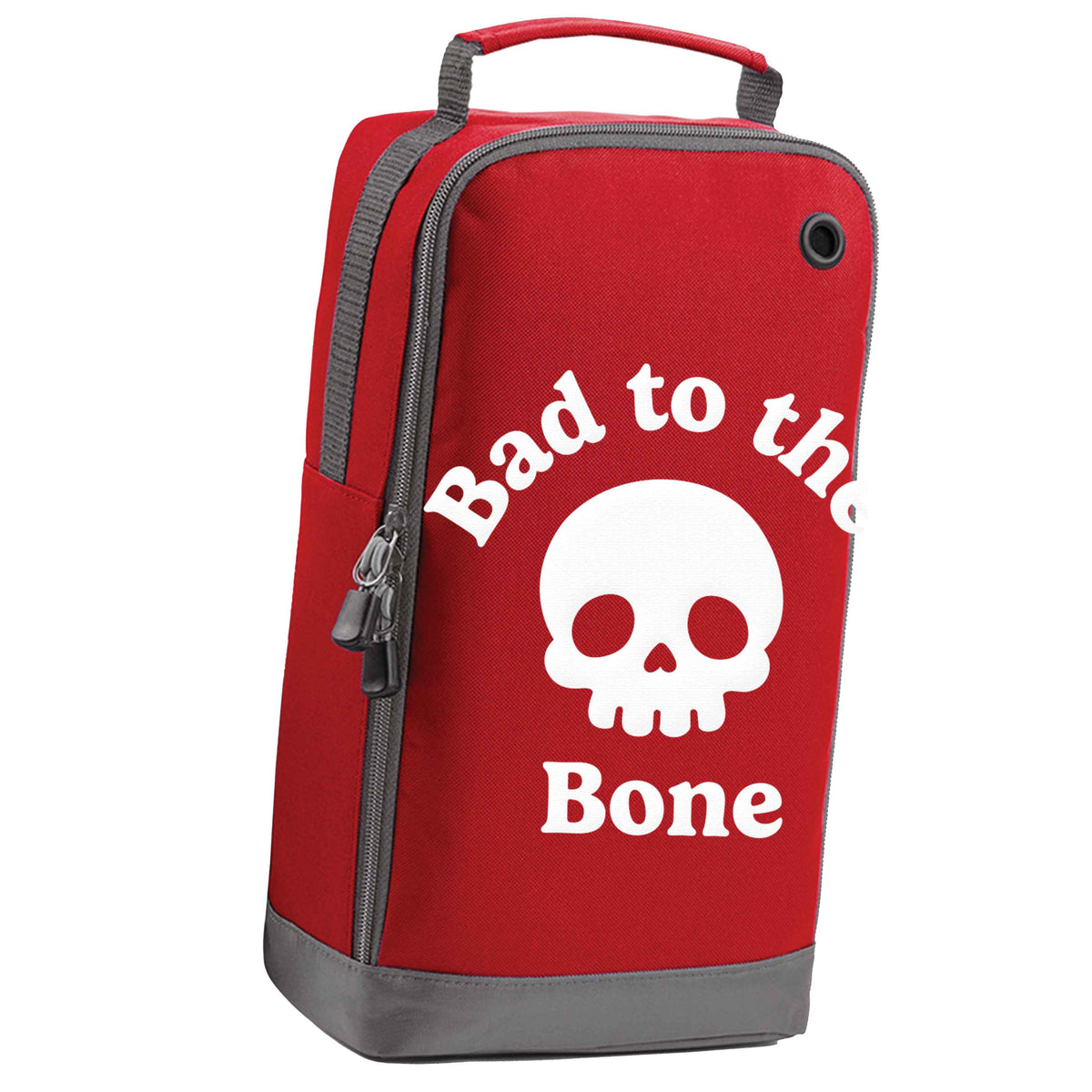 Bad to the Bone red sports shoe bag horizontal print