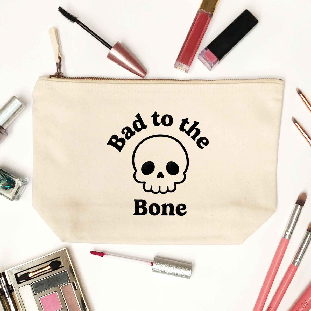 Bad to the Bone natural makeup bag