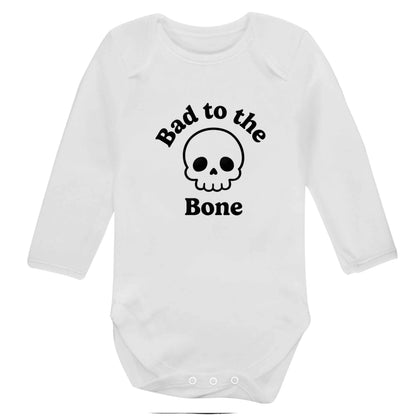 Bad to the Bone baby bodysuit long sleeved white 6-12 months