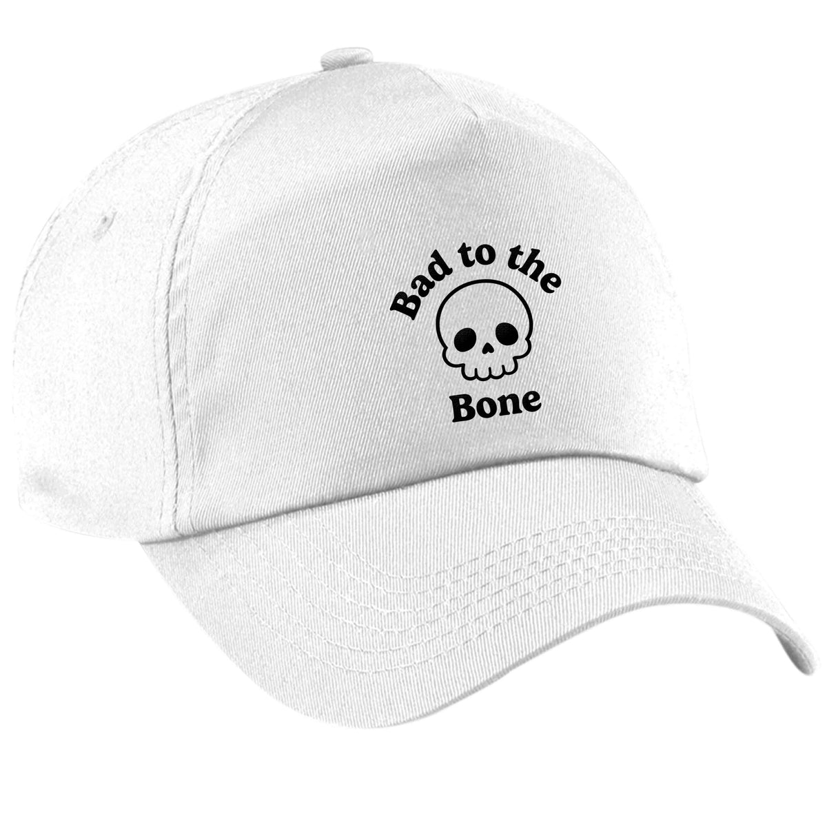 Bad to the Bone white peak cap