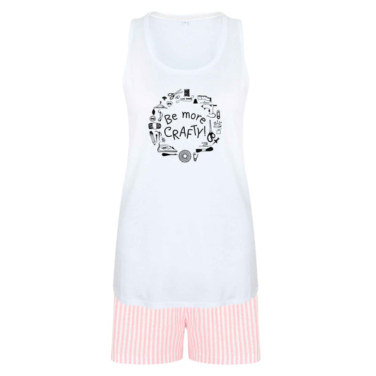 Be More Crafty size XL women's pyjama shorts set in pink 