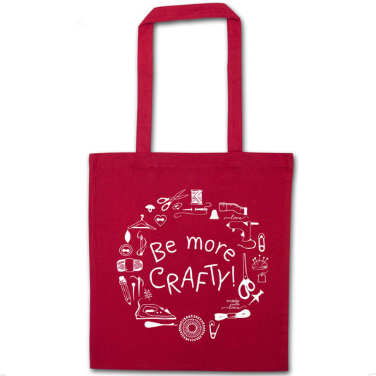 Be More Crafty red tote bag