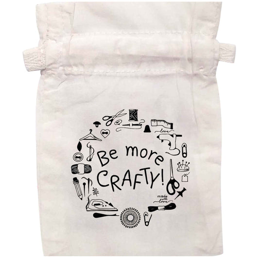 Be More Crafty organic cotton pouch white