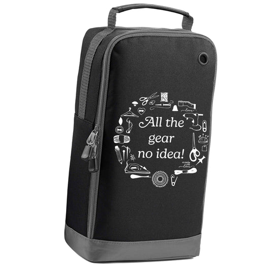All the Gear No Idea black sports shoe bag vertical print