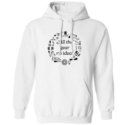 All the Gear No Idea adults unisex white hoodie 2XL