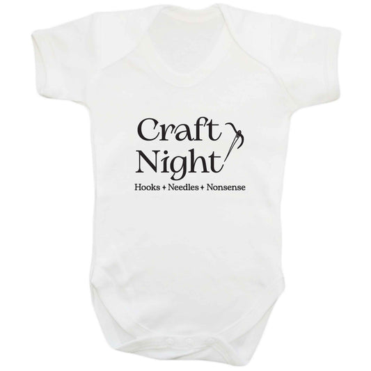 Craft night, hooks needles nonsense baby bodysuit white 18-24 months