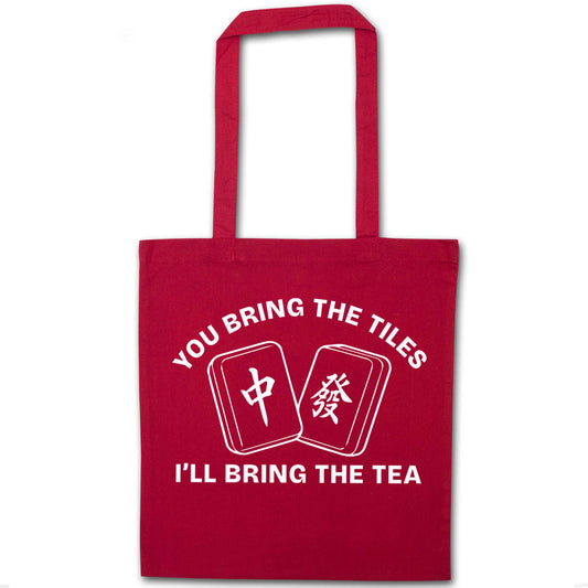 You Bring the Tiles I'll Bring the Tea red tote bag
