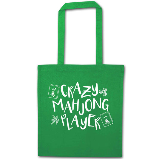 Crazy Mahjong Player green tote bag