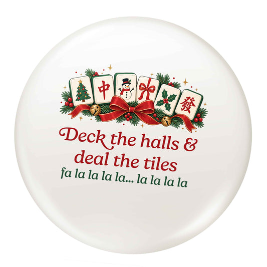 Deck the Halls & Deal the Tiles small 25mm Pin badge