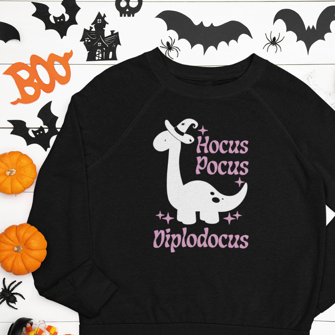 hocus pocus diplodocus adults black sweatshirt