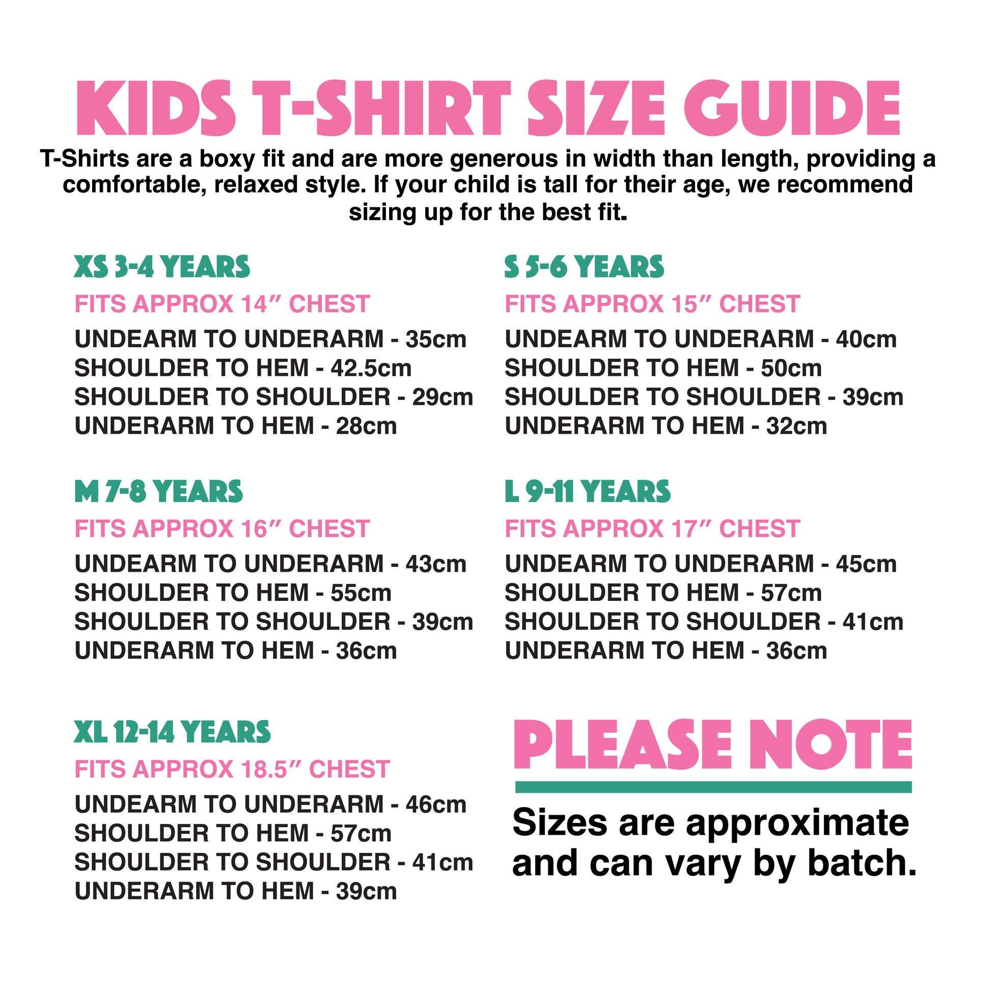 Children's T-Shirt Size Guide