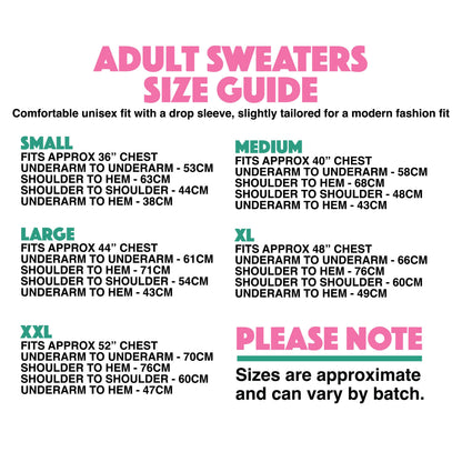 Adult's sweatshirt size guide illustration