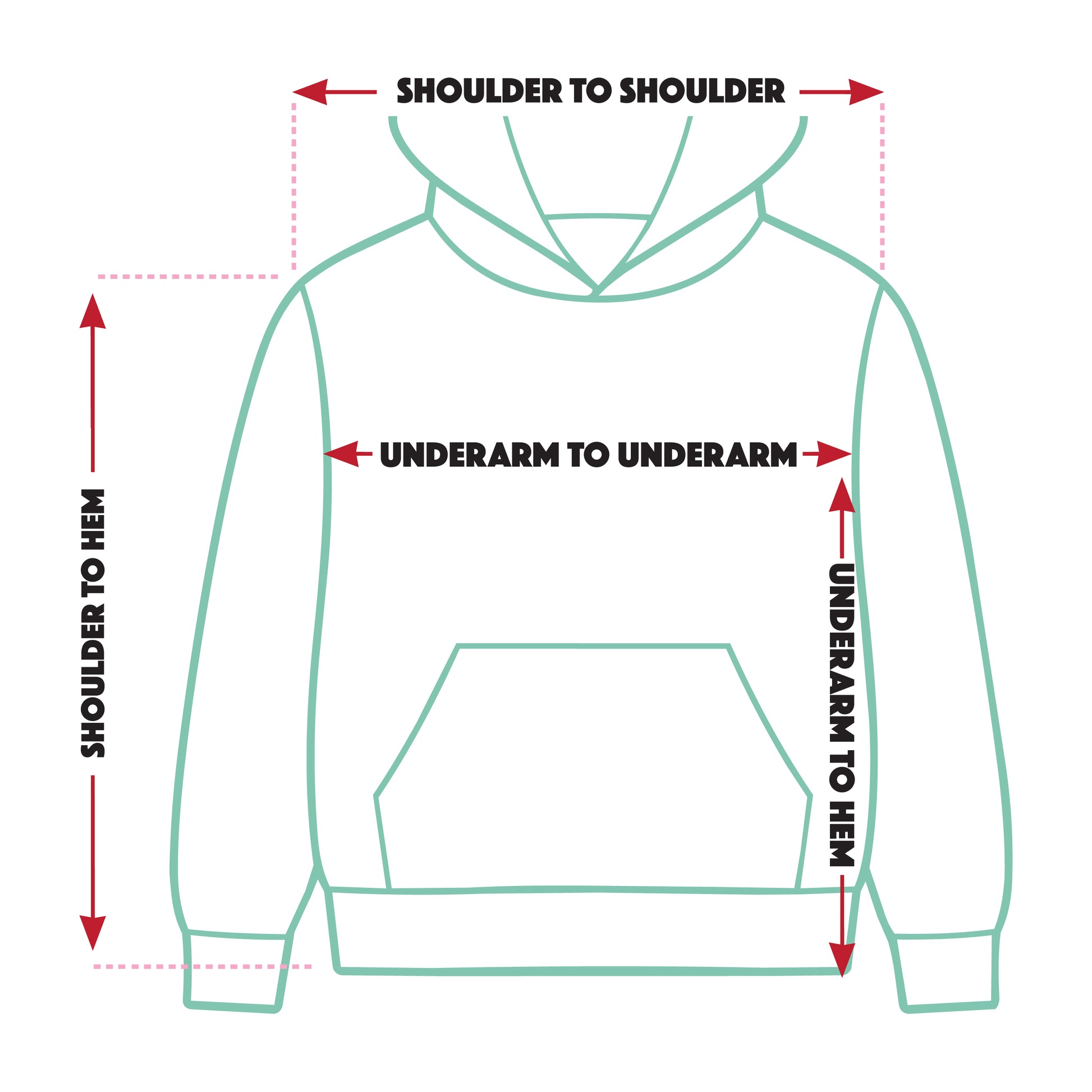 Adult's hoodie size guide