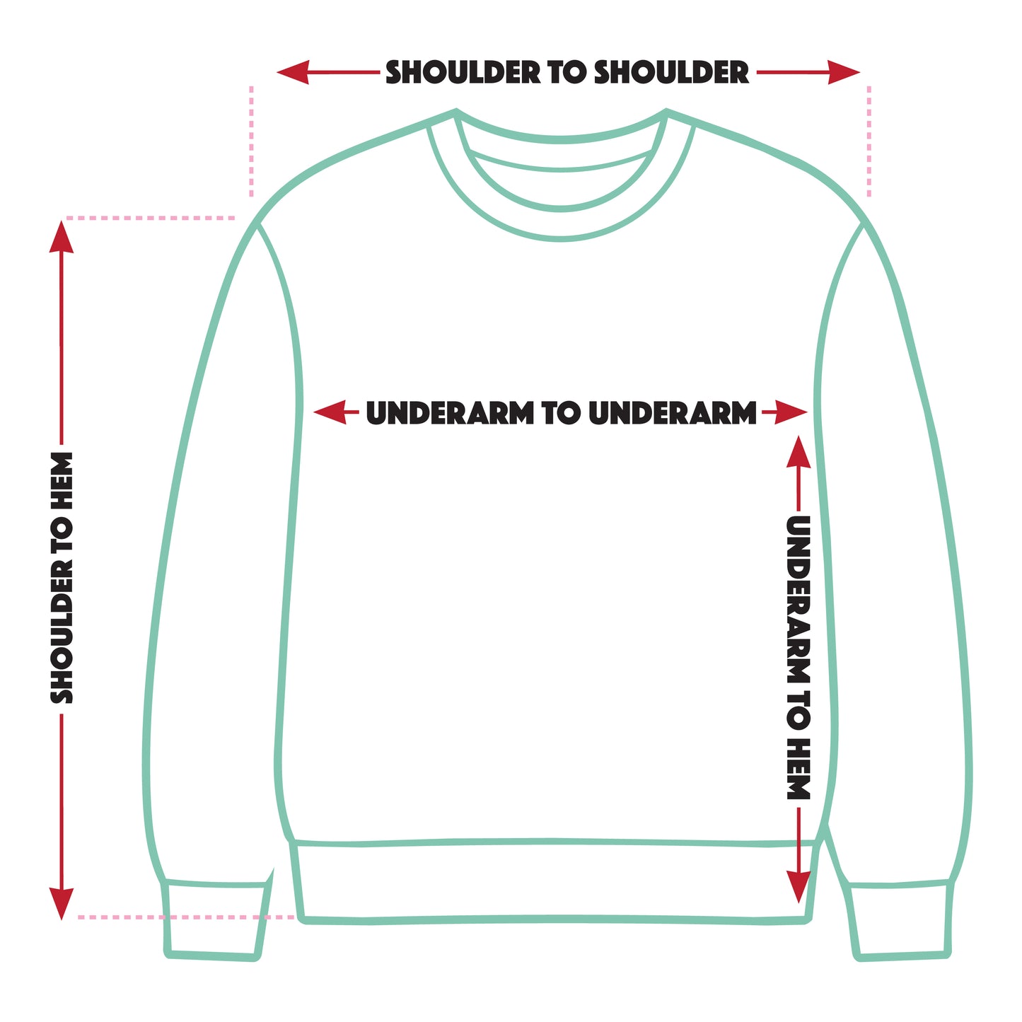 Adult's sweatshirt size guide