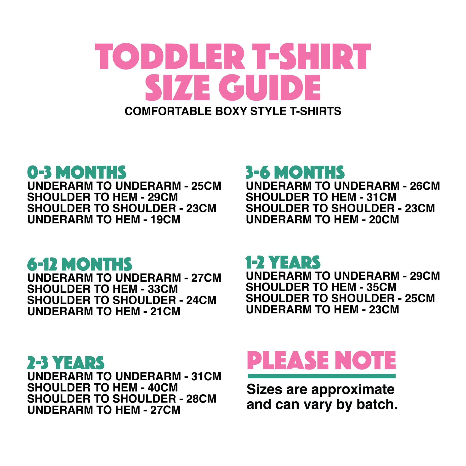 Toddler T-Shirt Size Guide