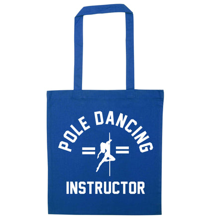 Pole dancing instructor blue tote bag